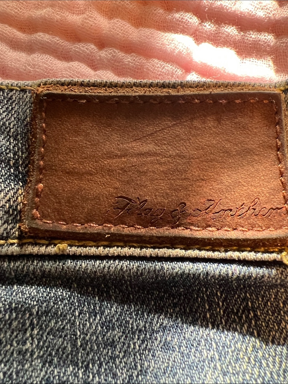 Flag & Anthem Men's Dark Blue Denim Jeans with Leather Patch